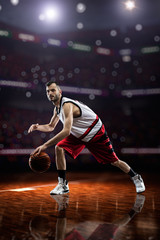 red Basketball player in action