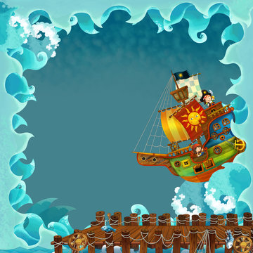 Cartoon marine frame - illustration for the children