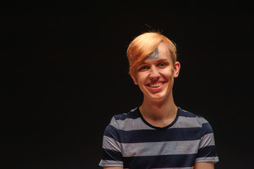 Young man with body-art on forehead