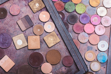 Colorful eye shadows palette. Makeup background