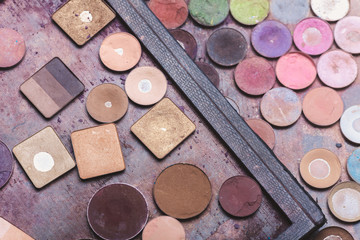 Colorful eye shadows palette. Makeup background