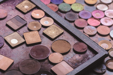 Colorful eye shadows palette. Makeup background