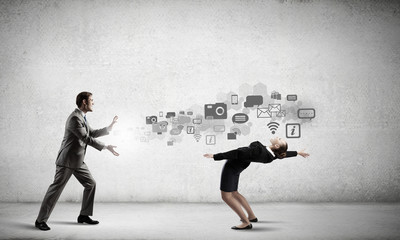 Obraz premium Two business people fighting with each other