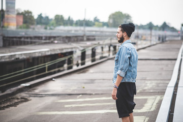 young handsome bearded hipster man