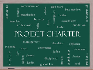 Project Charter Word Cloud Concept on a Blackboard