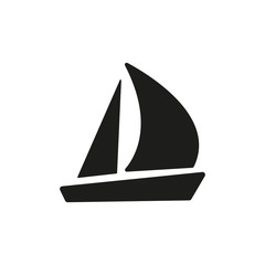 The sailboat icon. Sailing ship symbol. Flat