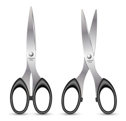 Open and closed scissors on a white background. Vector illustrat