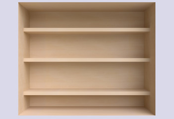 Three shelves on the wall.