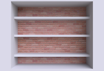 Three shelves on the wall.