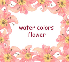 Fototapeta na wymiar Card with watercolor lilies