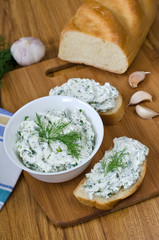 Sandwiches with cheese and parsley.