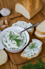 Sandwiches with cheese and parsley.