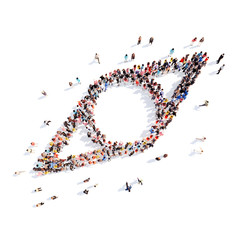 people in the form of a compass.