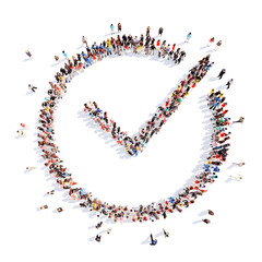 people in the form of  check mark.