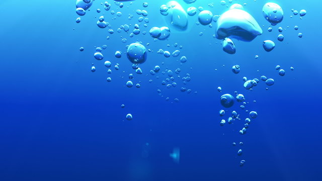Beautiful Air Bubbles Underwater. HD 1080.