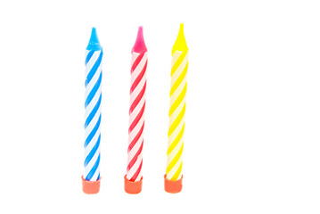 three colored Candles for cake