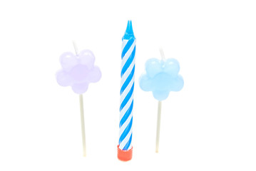 three colored Birthday Candles