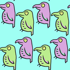 seamless vector pattern with cartoon birds