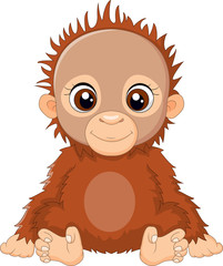 Cartoon baby orangutan sitting © tigatelu