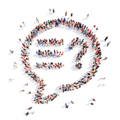 People in the shape of a chat bubble.