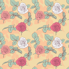 Seamless pattern with roses