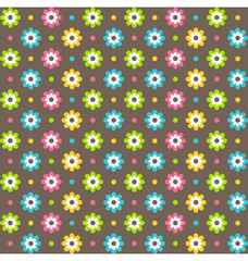 Fototapeta na wymiar Bright fun abstract seamless pattern with flowers