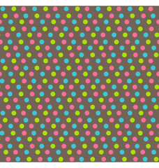 Bright fun abstract seamless pattern with dots isolated on brown