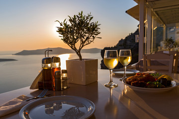 Romantic dinner for two at sunset