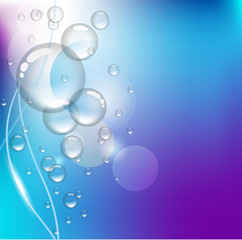 lilac-blue background with water drops