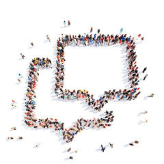 People in the shape of a chat bubble.