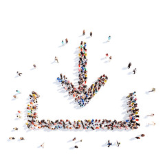 People in the form of arrows.