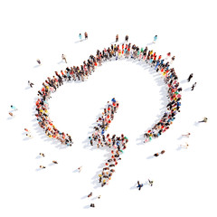 People in the form of clouds.