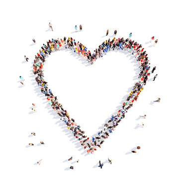 People in the form of hearts.