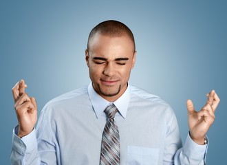 Hands. Businessman Pushing Upwards