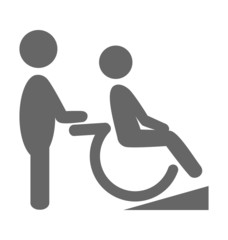 Disability man with helpmate pictogram flat icon isolated on whi