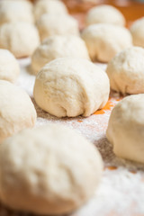 Fototapeta na wymiar Small balls fresh homemade dough