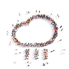 People in the form of clouds.