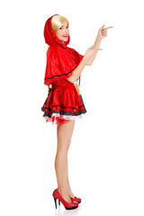 Woman as a Little Red Riding Hood.