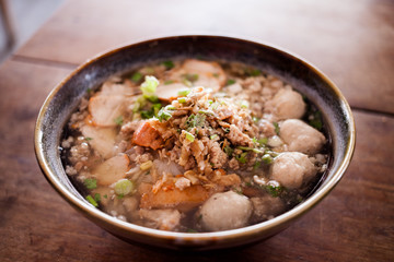 Noodle , Thai Noodle and meat balls.