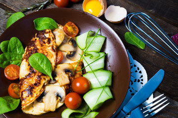 Omelette with vegetables and herbs