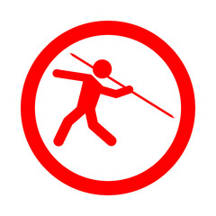 Icono redondo lanzamiento jabalina rojo