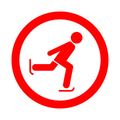 Icono redondo patinaje sobre hielo rojo