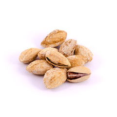 Pistachio Nuts Pile On White Background