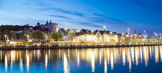 Nocna panorama miasta-Szczecin