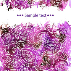 Vector template poster with watercolor paint and doodle graphic