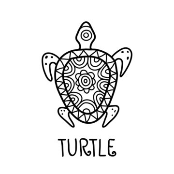 Hand drawn turtle tribal symbol. Vector decorative illustration
