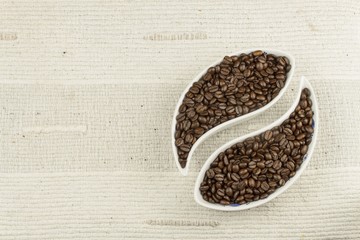 spilled coffee beans, coffee mug, old coffee grinder