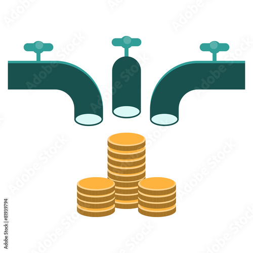 "crowd funding, faucet pouring money" Stock image and royaltyfree