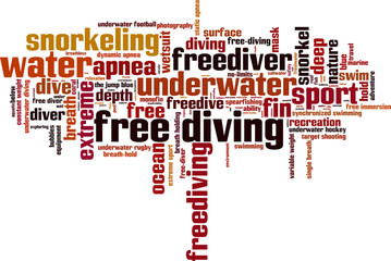 Free diving word cloud concept. Vector illustration