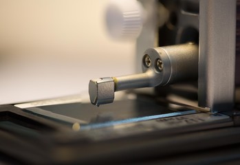 Fototapeta na wymiar calibration surface roughness tester machine with gage block